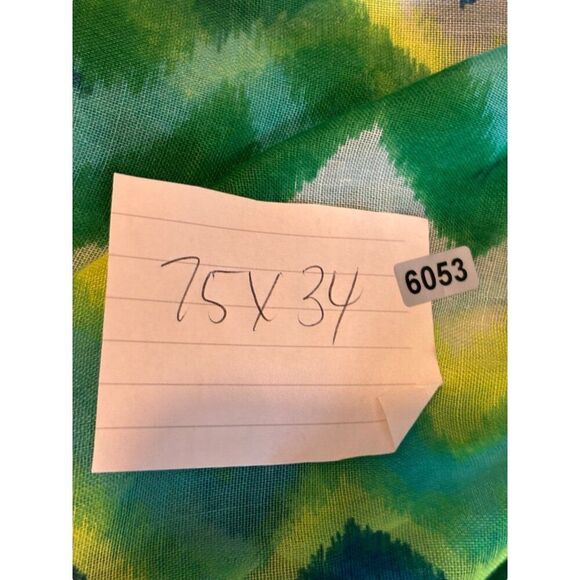 Chevron Patterned Green & Blue Polyester Scarf 75x34 Inches - Picture 5 of 6